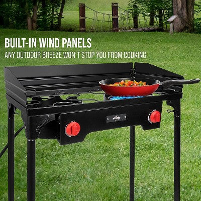 Hike Crew Double-Burner Camping Stove, Portable Propane Stovetop