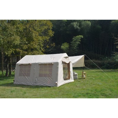 Cesicia 9.8 X13ft Beige Inflatable Camping Tents With Hand Pump & Canopy , Waterproof And Windproof Blow Up Tent, Easy Setup