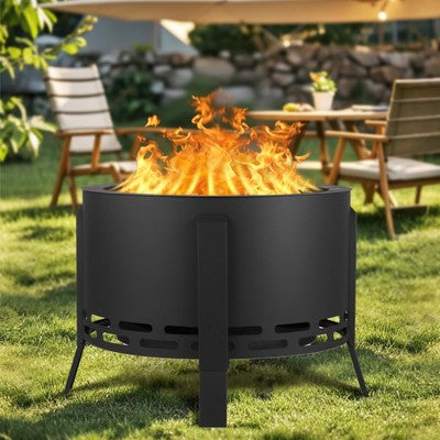 26" Patio Fire Pit Outside Outdoor Wood Burning Modern Bonfire Firepit Outdoor Smokeless Fire Pits For Backyard/ Patio/Camping Deck/ Picnic/ Porch
