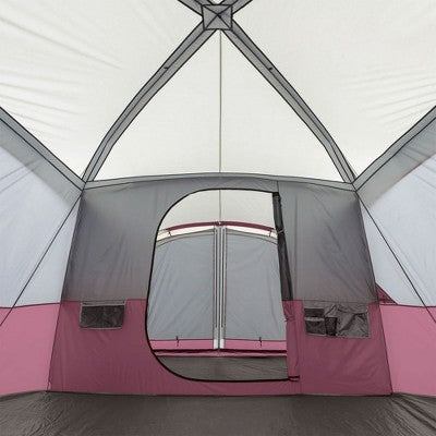 CORE Spacious 11-Person Family Outdoor Camping Cabin Tent With Screen Room, Rain Fly, Ground Stakes, And Carrying Bag, Wine (3 Pack)