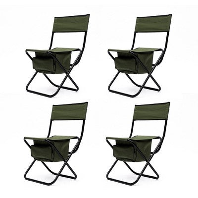 Sevobal Outdoor Portable Chairs 4 Piece Gray Folding Chair With Storage Bag For Indoor Outdoor Camping Picnics Fishing, Green, 19.3"*15.35"*30.5"