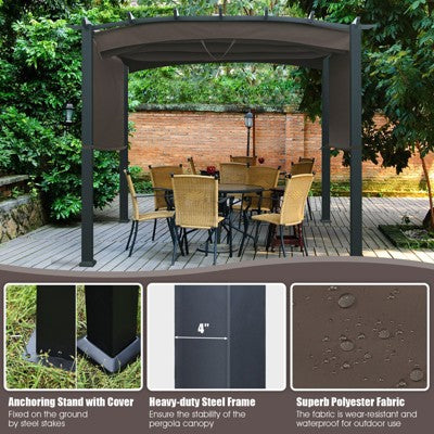Tangkula Outdoor Retractable Pergola 10 X 10ft Patio Pergola Gazebo Sun Shade Shelter Canopy W/Heavy Duty Steel Frame For Beach