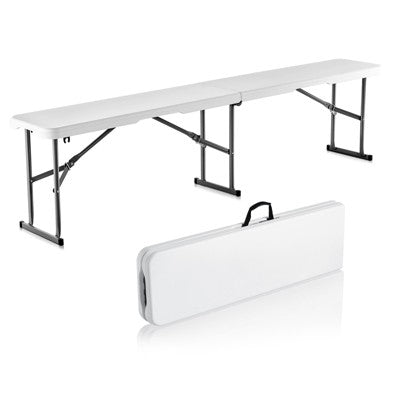 VEVOR Plastic Folding Bench, 6 FT Portable Folding Bench, Smooth HDPE Waterproof Outdoor Bench, Picnic Camping Dining Seat With Carrying Handle