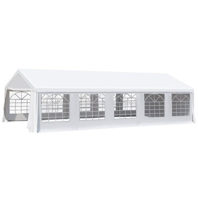 Outsunny Large Outdoor Carport Canopy Party Tent With Removable Protective Sidewalls & Versatile Uses, White
