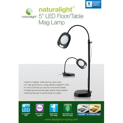 Daylight Naturalight LED 5" Floor Magnifying Light-Black