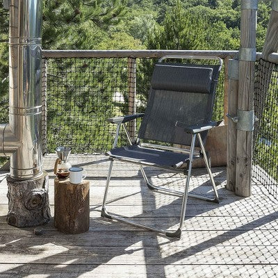 Lafuma Alu Cham Folding, Adjustable 5-Position Reclining Outdoor Mesh Sling Chair For Camping, Beach, Backyard, And Patio, Siegle