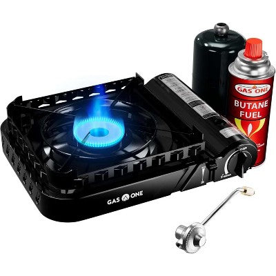 GasOne Dual Fuel Portable Stove 15,000BTU With Brass Burner Head, Dual Spiral Flame Gas Stove, GS-3900PB