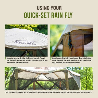 CLAM Quick-Set Outdoor Gazebo Screen Tent Canopy Accessory Rain Fly Roof Tarp For Pavilion/Pavilion Camper Models, Tan (Tent Not Included)