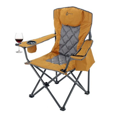 Arrowhead Outdoor Portable Folding Camping Quad Chair W/ 6-Can Cooler, Heavy-Duty Carrying Bag, Supports Up To 450lbs (Workwear Tan)