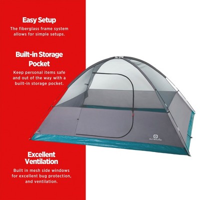Outbound 8 Person 3 Season Lightweight Dome Camping Tent, Room Divider, Heavy Duty 600mm Coated Blackout Rainfly And Zip Up Carrying Bag, White/Gray
