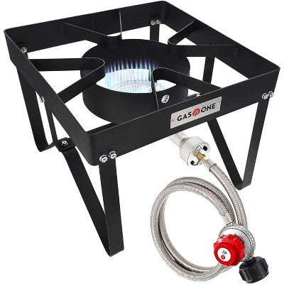 GasOne Outdoor Cooker With High Pressure Steel Braided Hose Propane Burner Camp Stove, B-5200K
