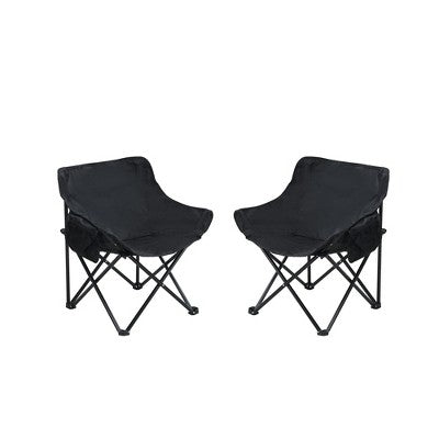 Sevobal Outdoor Portable Chairs 2PCS Folding Camping Chair Set With Side Pocket And Carry Bag For Patio Lawn Garden Deck, Black, 16.5"*20.1"*25.6"