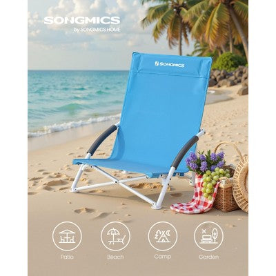 Portable Folding Beach Camping Chair With High Backrest, Cup Holder, Lightweight Heavy-Duty Design, Supports 330 Lbs,