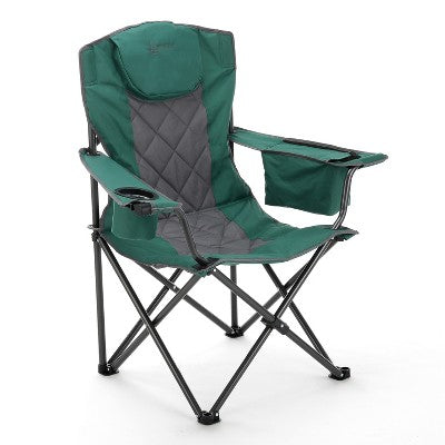 Arrowhead Outdoor Portable Folding Camping Quad Chair W/ 6-Can Cooler, Heavy-Duty Carrying Bag, Supports Up To 450lbs (Forest Green)