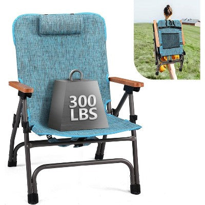 VINGLI Aluminum Folding Camping Chair,Backpack Camping Chair For Adults With Cup Holder, Heavy Duty Outdoor Chairs Support 300LBS,Lawn Chairs