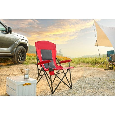 High Back Heavy Duty Lawn Chair Support 250LBS, Portable Collapsible Chair With Cup Holder
