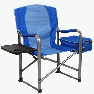 Kamp-Rite Portable Folding Director's Chair With Cooler, Side Table & Cup Holder For Camping, Tailgating, And Sports, 350 LB Capacity