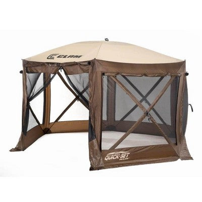  CLAM Quick-Set Pavilion 12.5' X 12.5' Portable Pop-Up Outdoor Camping Gazebo Screen Tent Canopy Shelter & Carry Bag With Floor Tarp Cover Attachment
