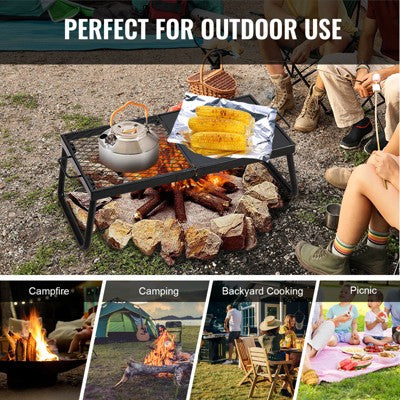  VEVOR Folding Campfire Grill, Heavy Duty Steel Mesh Grate, 22.4" Portable Camping Grates Over Fire Pit, Camp Fire Cooking Equipment