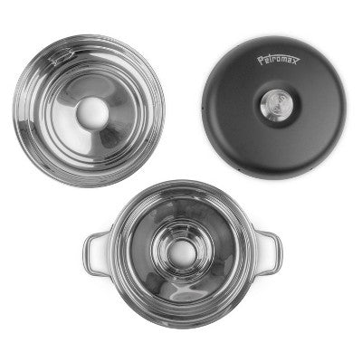  Petromax Camping Oven, Outdoor Baking Over Fire Stovetop Or Hotplate, Portable For Campsite And Backyard, Stainless Steel, 2.1 Qt