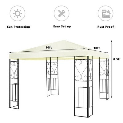  Costway 10'x10' Patio Gazebo Canopy Tent Steel Frame Shelter Patio Party Awning