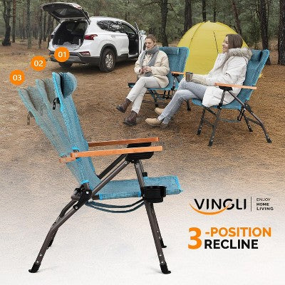  VINGLI Aluminum Folding Camping Chair,Backpack Camping Chair For Adults With Cup Holder, Heavy Duty Outdoor Chairs Support 300LBS,Lawn Chairs