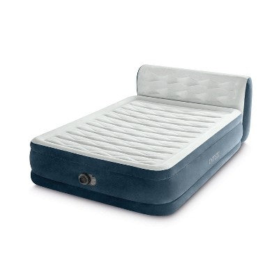  Intex 18" Pillow Top Air Mattress With Electric Pump And Headboard - Queen Size
