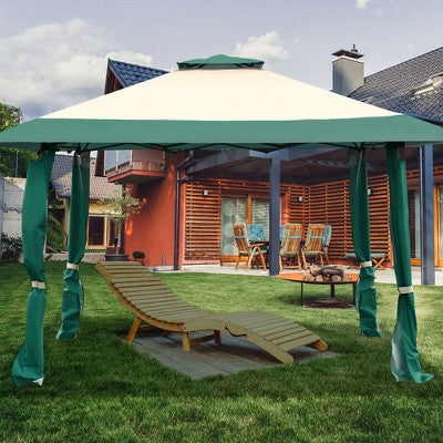  Costway 13'x13' Gazebo Canopy Shelter Awning Tent Patio Garden Green