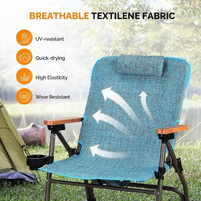  VINGLI Aluminum Folding Camping Chair,Backpack Camping Chair For Adults With Cup Holder, Heavy Duty Outdoor Chairs Support 300LBS,Lawn Chairs