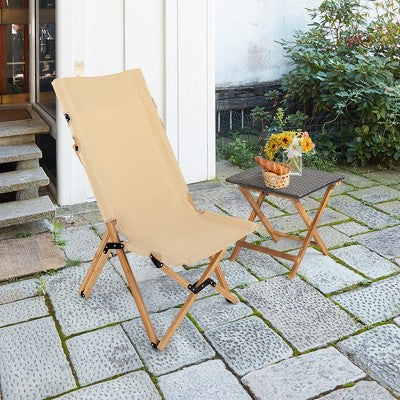  Costway Patio Folding Camping Chair Portable Fishing Bamboo Adjust Backrest W/Carry Bag