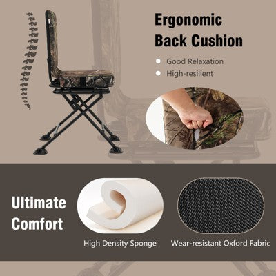  Costway Folding Silent Swivel Blind 360°Swivel Hunting Chair W/All-terrain Foot Pads