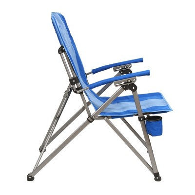  Kamp-Rite Folding Reclining Camping Chair With 3 Positions, Cup Holder, And Bag For Camping, Tailgating, And Sports, 325 LB Capacity, 2 Tone Blue