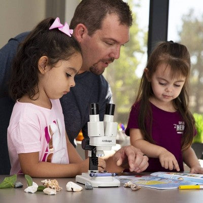  Premium Rock And Mineral Collecting Kit With Kids' 20X Portable Dual-Light Stereo Microscope - AmScope