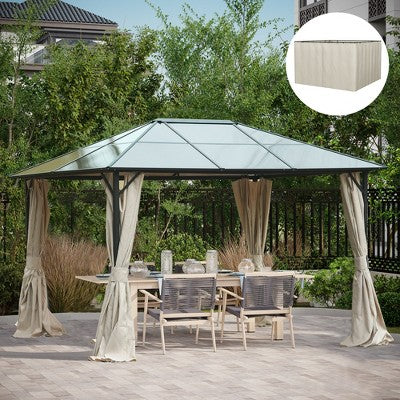  Outsunny 10' X 12' Universal Gazebo Sidewall Set With 4 Panels, 40 Hooks/C-Rings Included For Pergolas & Cabanas