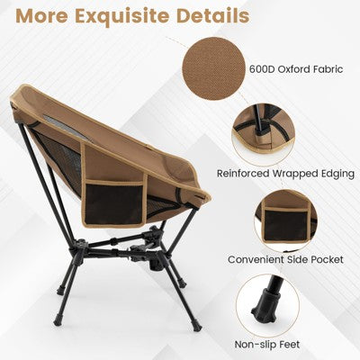  Tangkula Ultra-Lightweight Camping Chair Portable Lawn Chair W/Triangular Aluminum Frame