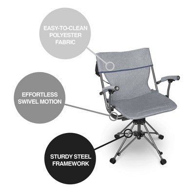  Zenithen Folding Lawn 360 Swivel Chair With Armrests, Blue Grey