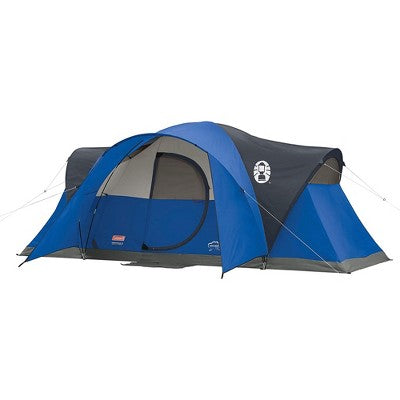  Coleman Montana 8 Person Cabin Camping Hiking Tent With Hinged Door, Blue & Kompact Lightweight Degree 20 Fahrenheit Sleeping Bag (2 Pack)