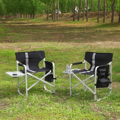  KTMBDW 2-piece Oversized Padded Folding Outdoor Chair With Storage Pockets For Indoor,Outdoor Camping, Picnics And Fishing