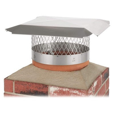  Draft King SS815U Single Flue Round 24 Gauge Slip-In Chimney Cover For 13.5"-14.5" Masonry Chimneys With Expanded Metal Mesh And Welded Legs