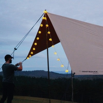  WHITE DUCK Sunshade Tarp – DYNATEK Canvas Outdoor Shelter With Poles, Ropes & Carry Bag – Water-Repellent, Weatherproof Shade Cover