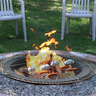 Sunnydaze Decor Sunnydaze Outdoor Camping Portable Heavy-Duty Foldable Chrome-Plated Fire Pit Cooking Grill Grate