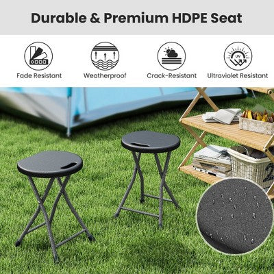  Tangkula 4PCS 18"H Folding Stool Portable & Foldable Camping Chair W/ Built-in Handle