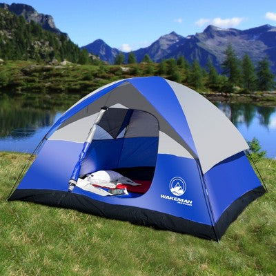  6-Person Family Camping Tent – Rebel Bay Water-Resistant Dome Shelter With Removable Rain Fly And Carry Bag – Camping Gear By Wakeman Outdoors (Blue)