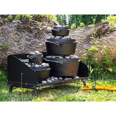  Petromax Outdoor Cooking Table For Dutch Ovens, Steel Camping Cookware Stand With Windbreak And Hooks, Holds Up To 220 Pounds, 17.7" X 35.4"