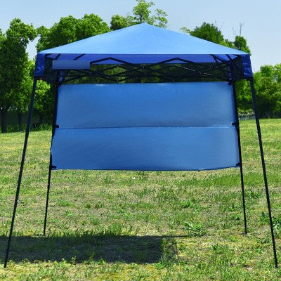  Tangkula 7x7 FT Pop-up Canopy Portable Outdoor Offset Tent W/Carry Bag Blue/White/Grey