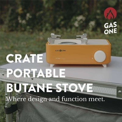  GasOne Butane Fuel Camp Stove - Crate Series - Mini Stove For Camping, Hiking – Portable Gas Stove With Spiral Flame, Orange