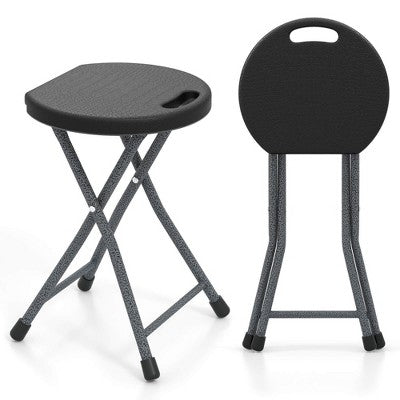  Tangkula 4PCS 18"H Folding Stool Portable & Foldable Camping Chair W/ Built-in Handle