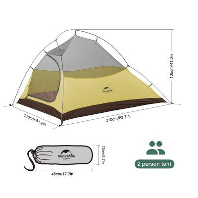  Naturehike Cloud Up Free Standing 2 Person Backpacking Tent Ultralight Nylon Double Layer Camping Tents For Two Person,green