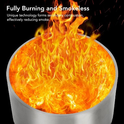  20.5In Portable Outdoor Bonfire Smokeless Firepit Stove With Stand And Removable Ash Pan, Stainless Steel Wood Burning Fireplace, Ideal For 4-6 People