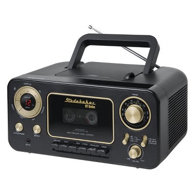  Studebaker SB2135BT Portable Stereo CD Player With Bluetooth, AM/FM Stereo Radio And Cassette Player/Recorder
